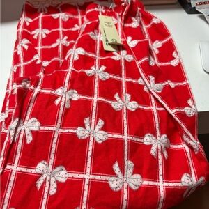 No Boundaries Red and White Bow Pajama Pants